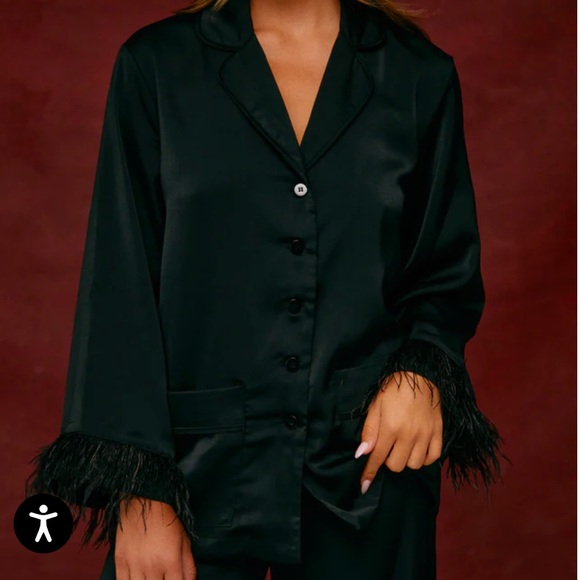 LOLA BABY TWO PIECE SATIN PANT SET - BLACK - Picture 6 of 7